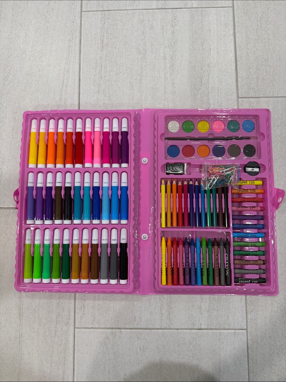 Kids Pink Art and Craft Set with Markers, Crayons, and Paints